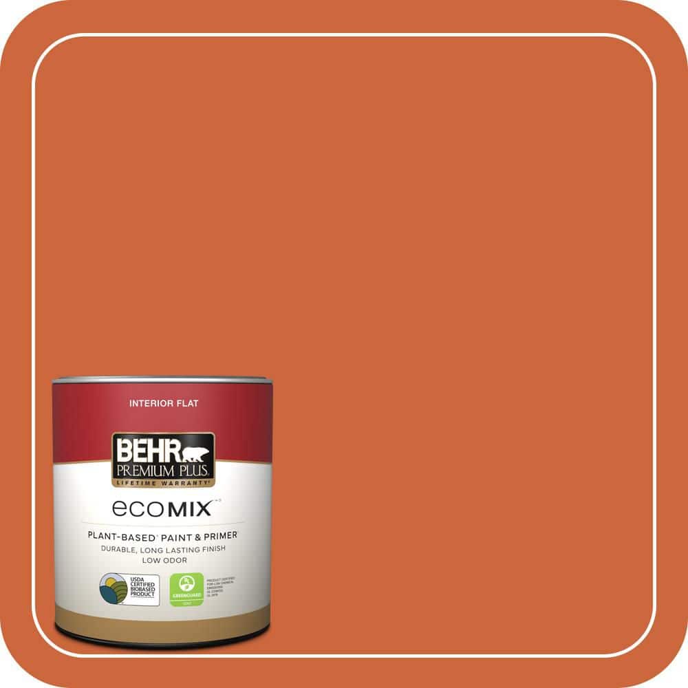 BEHR PREMIUM PLUS 1 qt. #S-H-250 Pumpkin Patch Flat EcoMix Plant-Based Interior Paint & Primer (1)