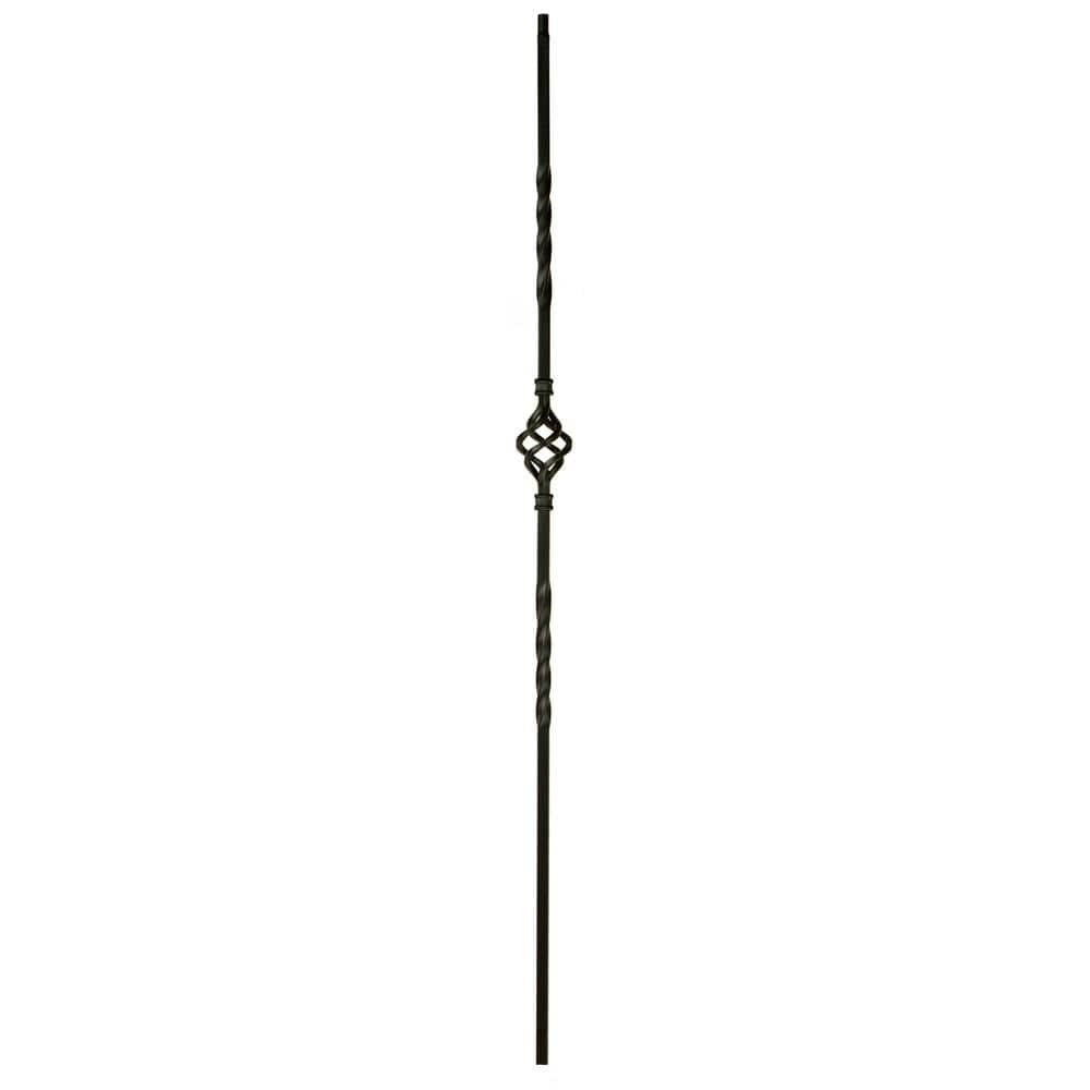 WM Coffman 44 in. x 1/2 in. Satin Black Single Basket Hollow Iron Baluster