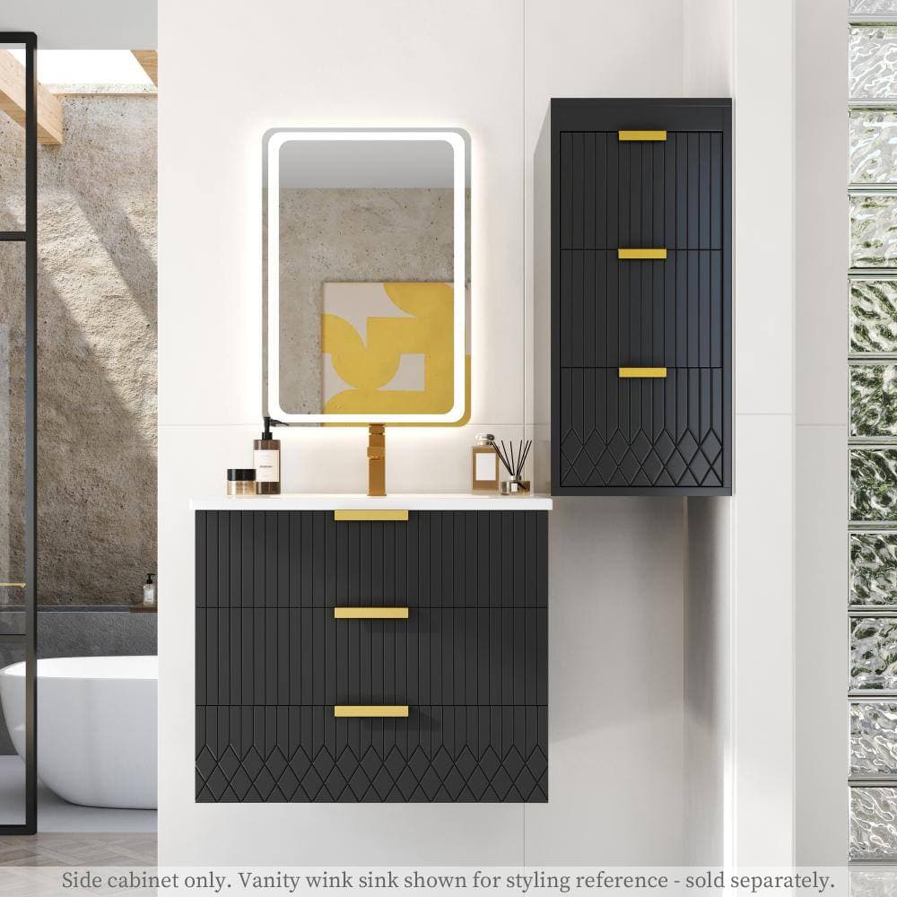 Timussi 12 in. W x 18 in. D x 26 in. H Black MDF Bathroom Storage Wall Cabinet with Drawers in Black (2)
