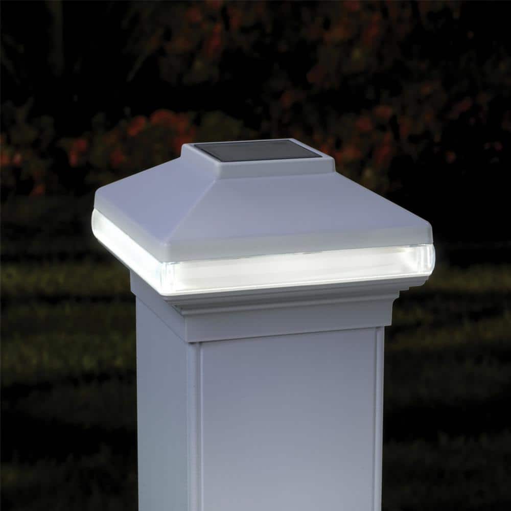 Deckorators 4 in. x 4 in. White Solar Band LED Post Cap (3)