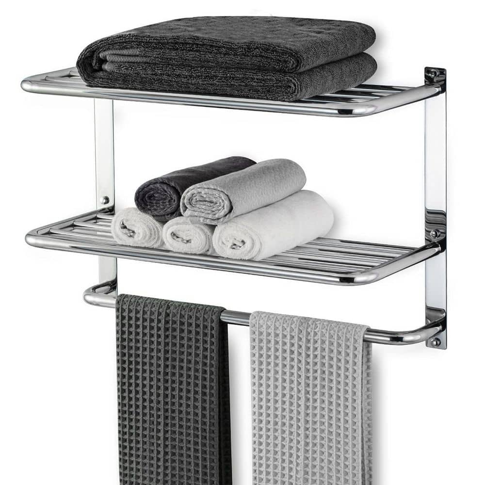 Adrinfly 22 in. Stainless Steel 3-Tier Wall Mounted Towel Rack with Tower Bars in Polished Chrome