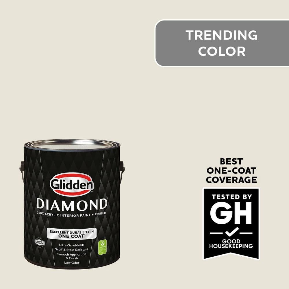 Glidden Diamond 1 gal. PPG1024-1 Off White Flat Interior Paint with Primer