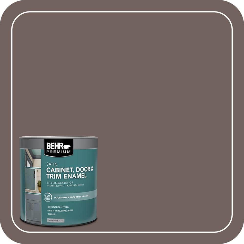 BEHR PREMIUM 1 qt. #N140-6 Wright Brown Satin Enamel Interior/Exterior Cabinet, Door & Trim Paint (1)