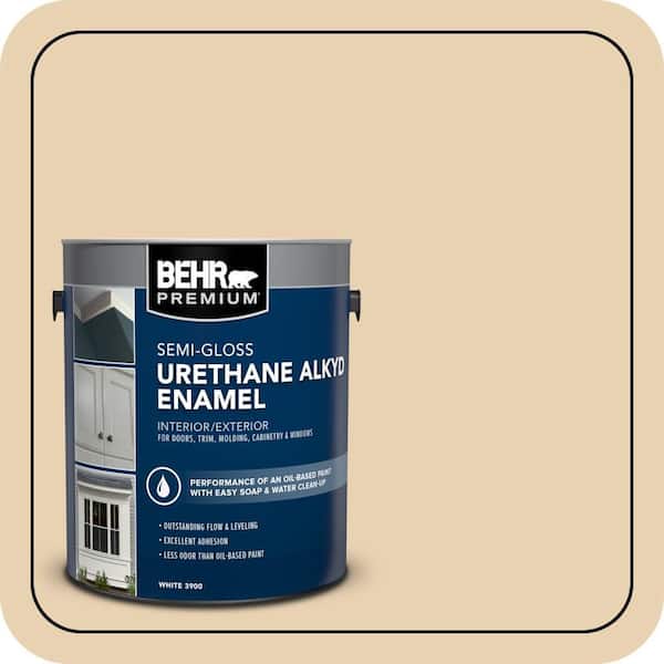BEHR PREMIUM 1 gal. #S300-2 Powdered Gold Urethane Alkyd Semi-Gloss Enamel Interior/Exterior Paint (2)