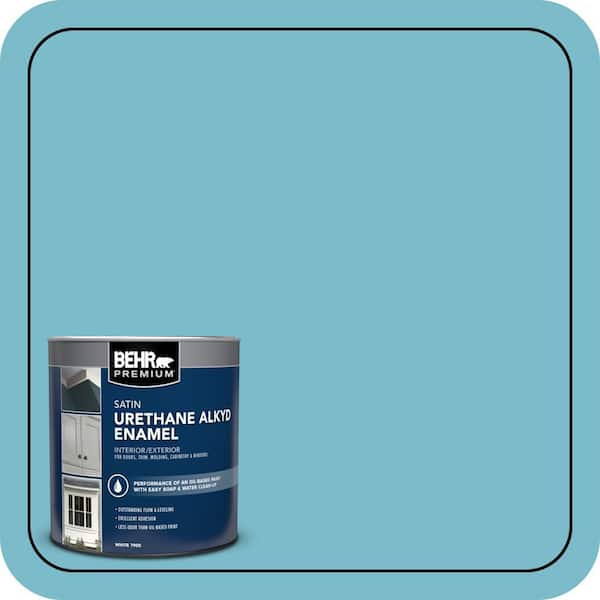 BEHR PREMIUM 1 qt. #M470-4 Azure Lake Satin Enamel Urethane Alkyd Interior/Exterior Paint (2)
