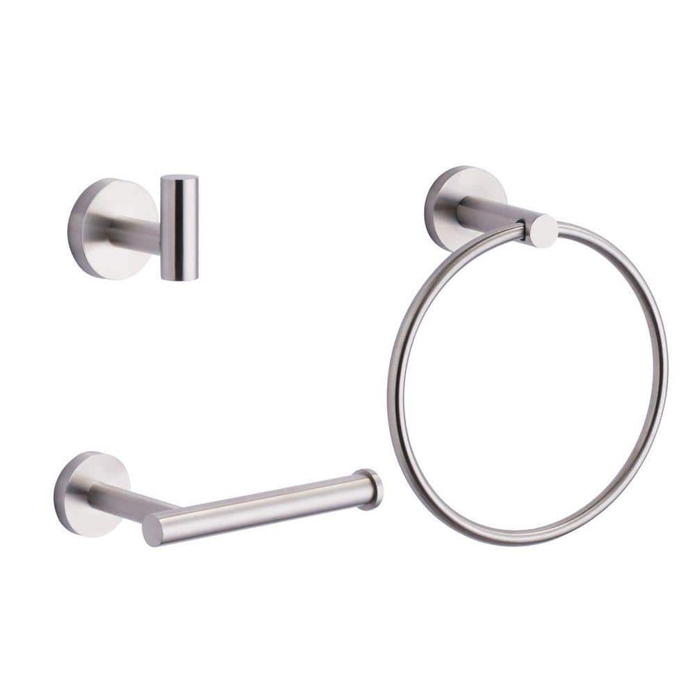 VEVETTA 3-Piece Bath Hardware Set with Mounting Hardware with Towel Ring, Toilet Paper Holder, Towel Hook (1)