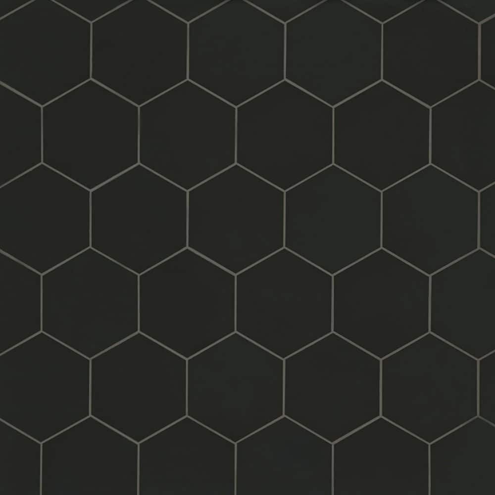 MSI Glassel Nero Hexagon 9 in. x 10 in. Matte Porcelain Floor and Wall Tile (0.49 sq. ft./Each) (2)