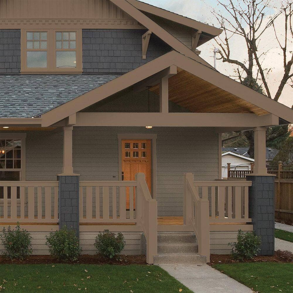 Glidden Premium 1 gal. Salted Pretzel PPG1077-6 Semi-Gloss Exterior Latex Paint (4)