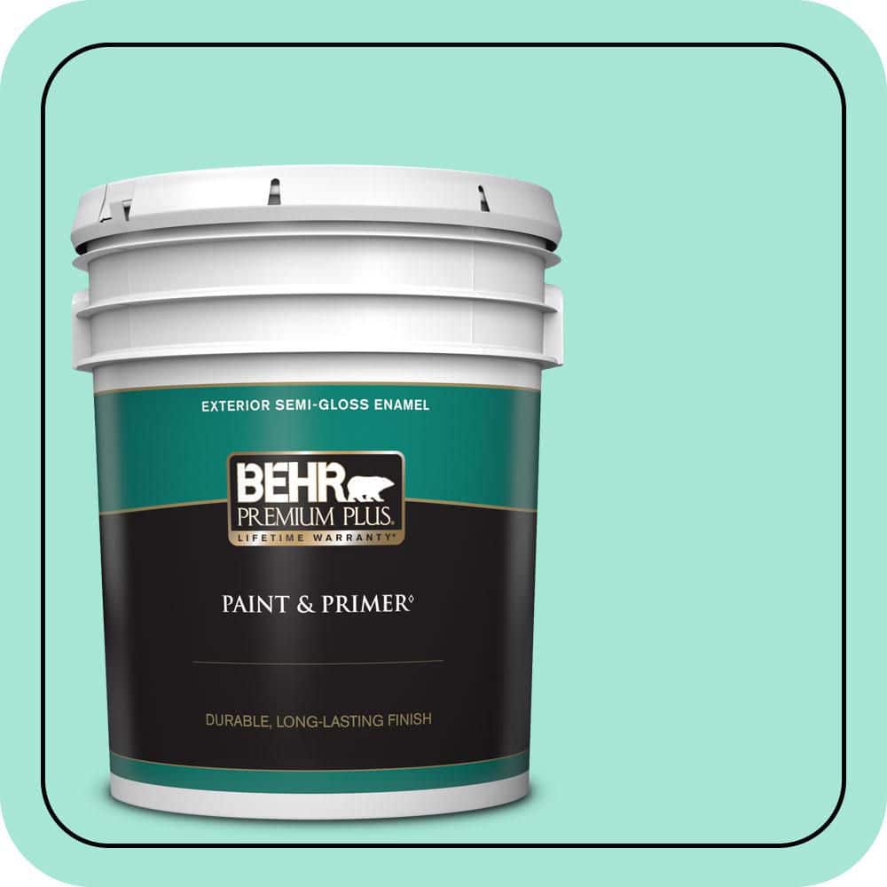 BEHR PREMIUM PLUS 5 gal. #480A-2 Botanical Tint Semi-Gloss Enamel Exterior Paint & Primer
