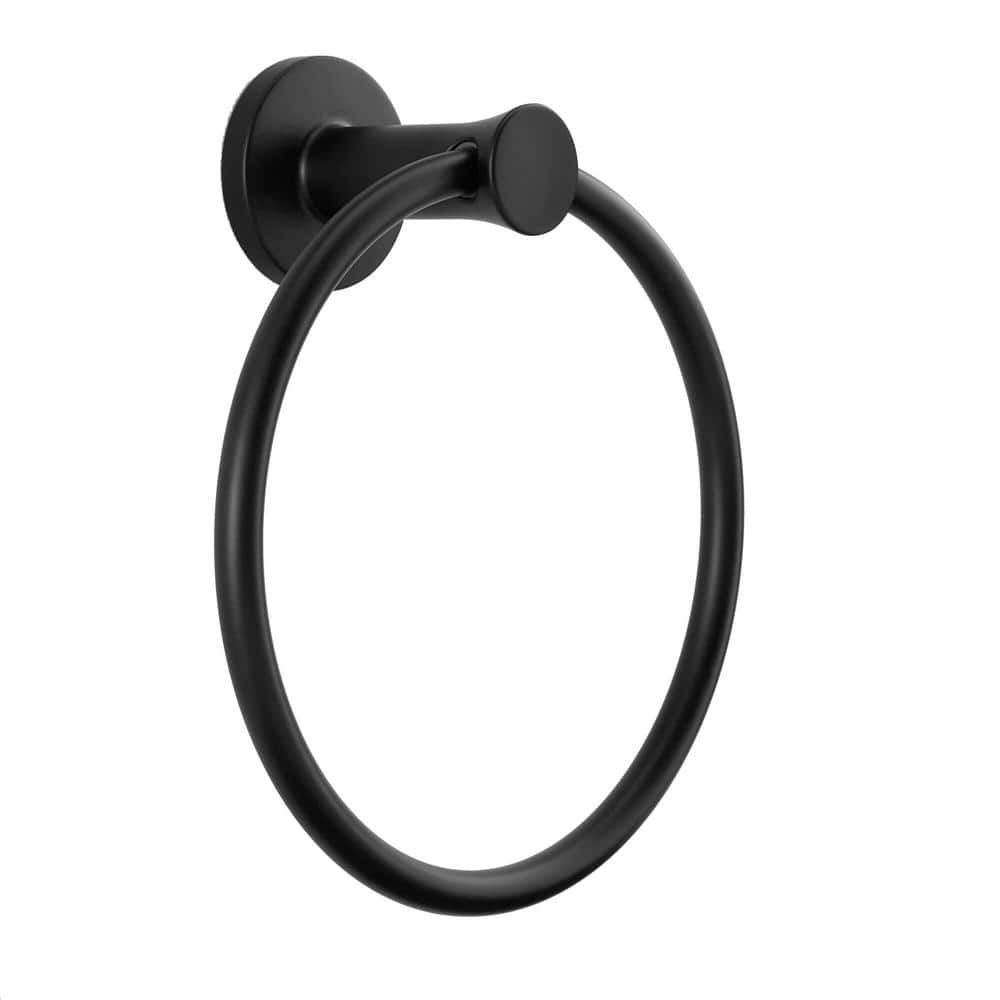 Glacier Bay Lucien Wall Mounted Towel Ring in Matte Black (1)