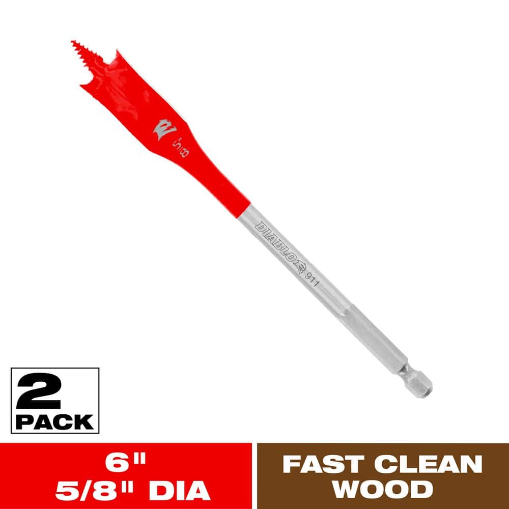 DIABLO 5/8 in. x 6 in. High Speed Steel SPEEDemon Spade Drill Bit (2-Pack)