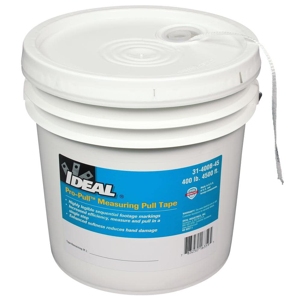 IDEAL 1/4 in. x 4500 ft. Bucket Pro-Pull Measuring Pull Tape Tensile Strength 400 lbs.