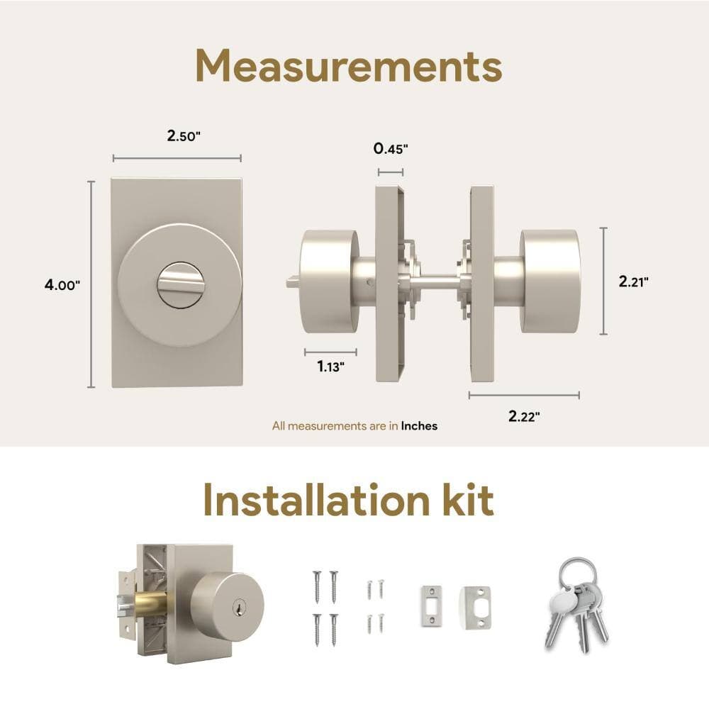 Mega Handles Laura Entry Door Handles - 2 Pack Reversible Satin Nickel Door Handle - Satin Nickel (3)