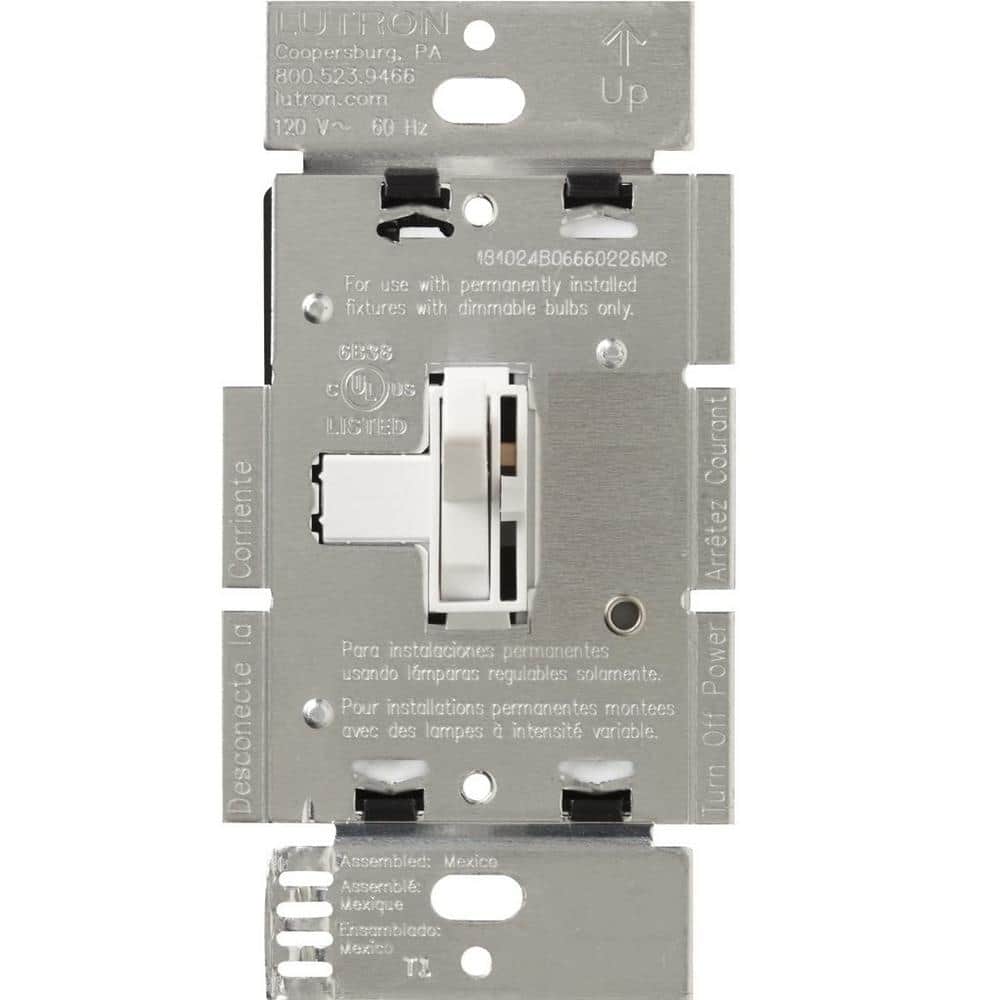 Lutron Toggler Dimmer Switch for Incandescent Bulbs with Night Light, 1000-Watt/Single-Pole or 3-Way, (AY-103PNL-IV) (1)