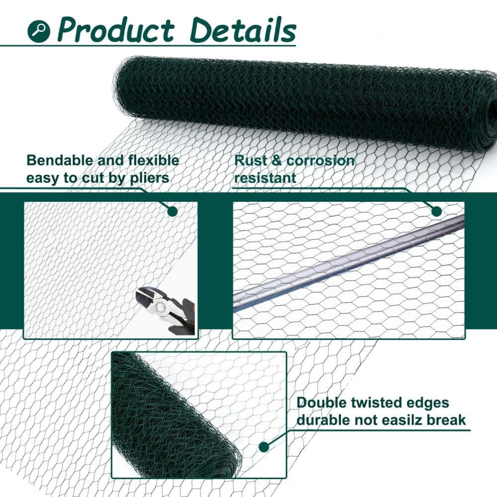 Unbranded 197ft Large Size Galvanized Hexagonal Floral Green Chicken Wire for Garden (3)