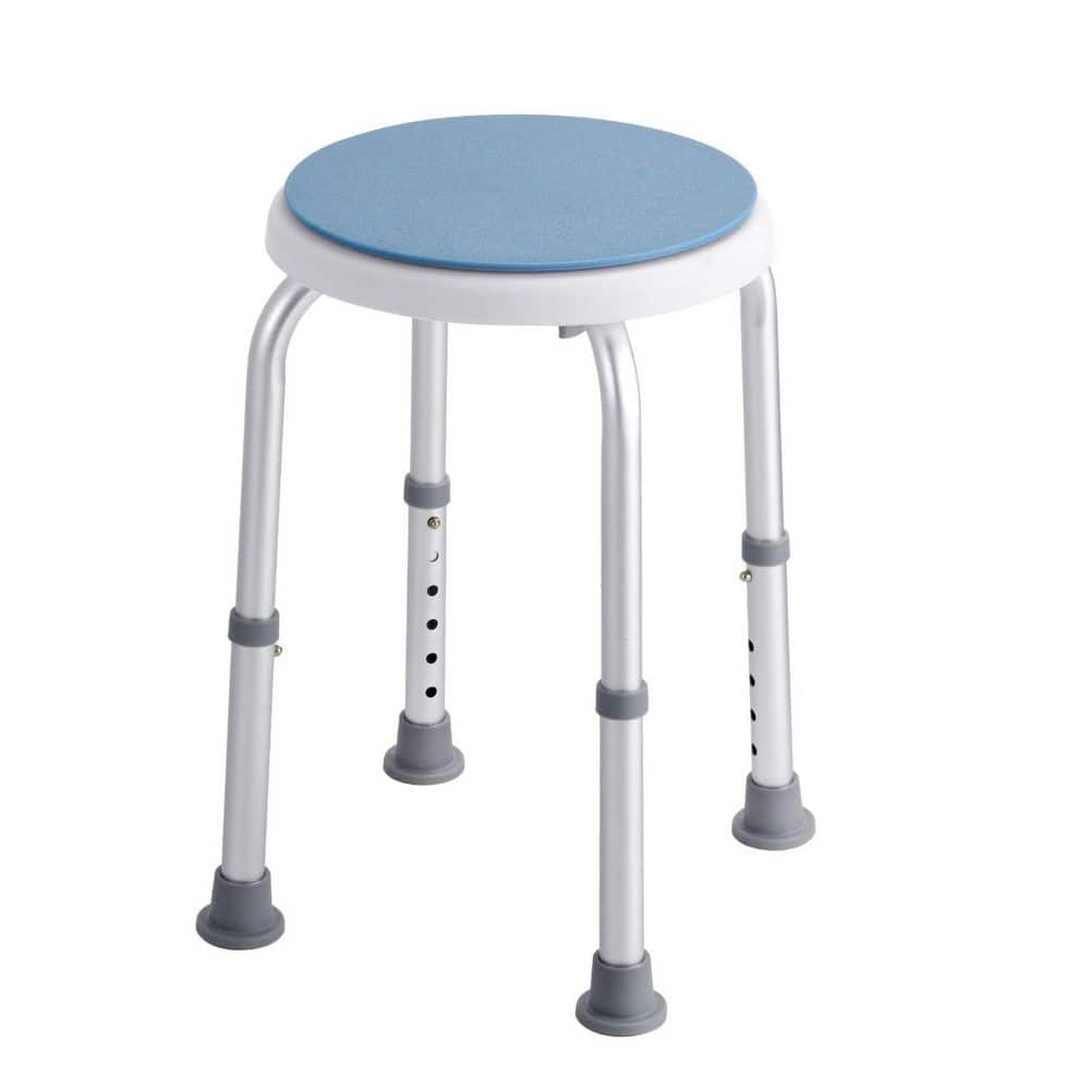 Tahanbath 11.8 in.W Free-Standing 360° Rotatable Height Adjustable Walk In Shower Seat 300 lbs. in Blue (1)
