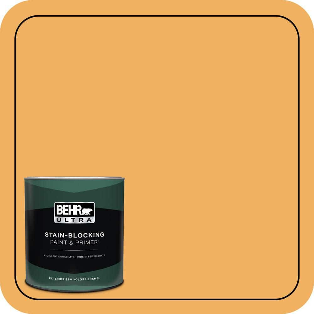 BEHR ULTRA 1 qt. #PMD-74 Sweet Honey Semi-Gloss Enamel Exterior Paint & Primer