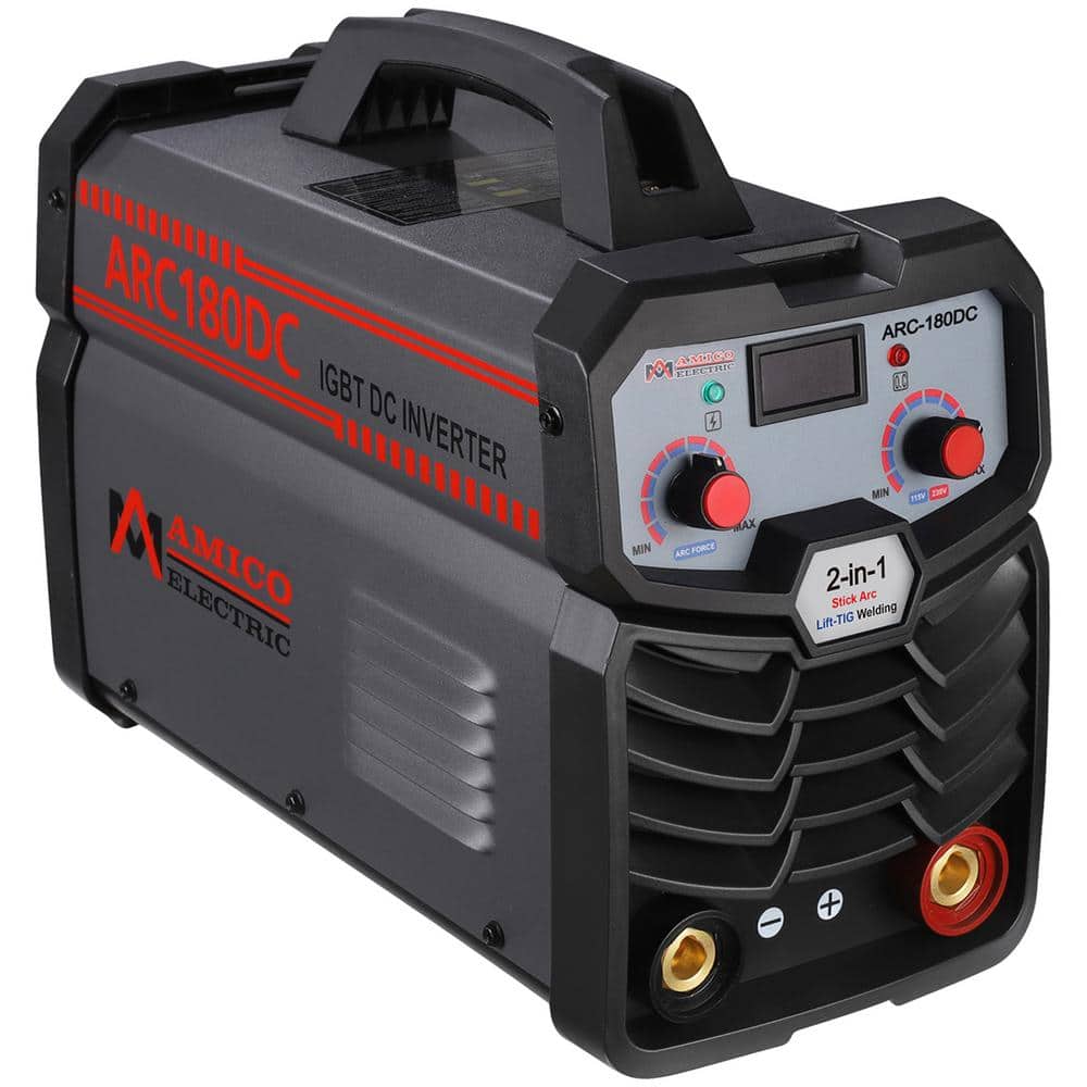 AM AMICO ELECTRIC ARC-180DC, 180 Amp Stick Arc Lift-TIG Inverter Welder, 80% Duty Cycle, 100-250V Wide Voltage, Compatible all Electrodes (3)