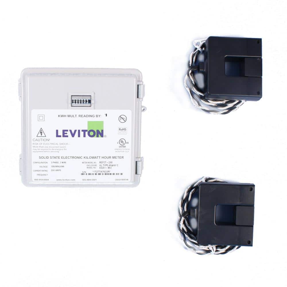 Leviton 200 Amp Mini Meter Kit with 2 Split CTs and Outdoor Enclosure, White MO240-2W (2)
