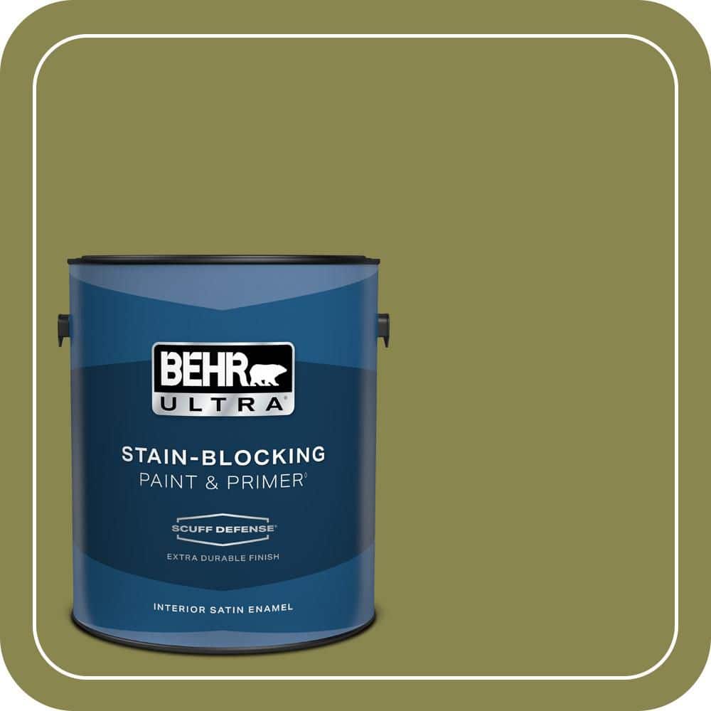 BEHR ULTRA 1 gal. #T15-18 Snap Pea Green Extra Durable Satin Enamel Interior Paint & Primer (1)
