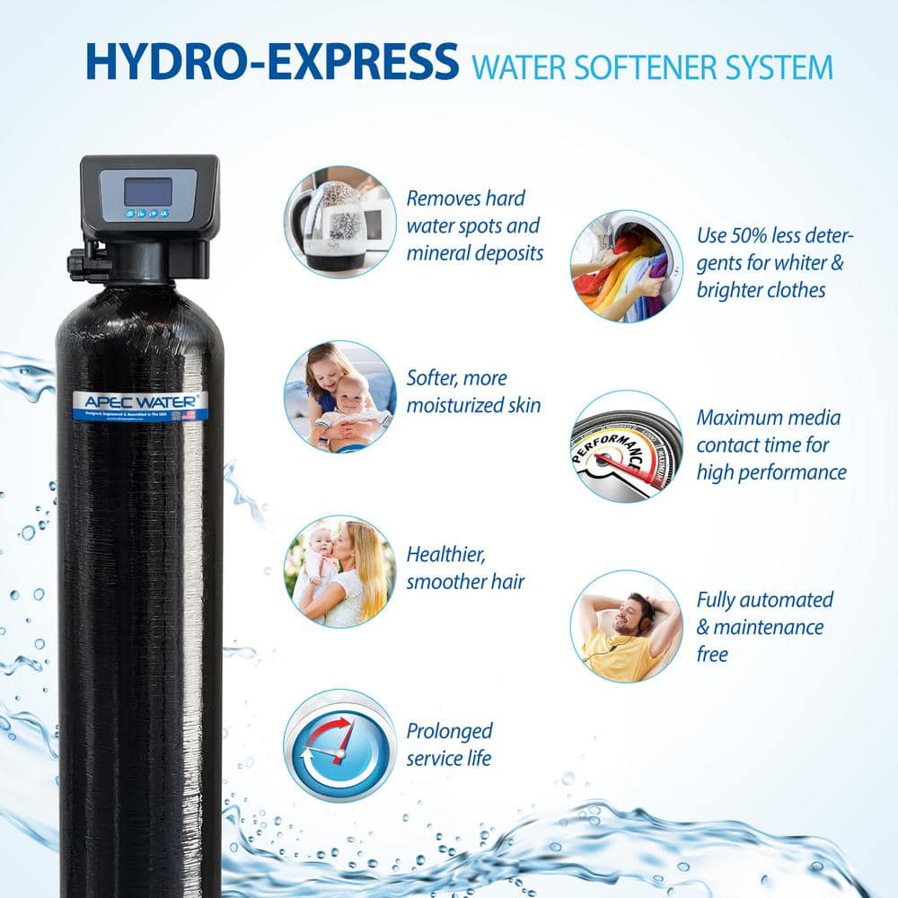 APEC Water Systems Water Softener 45K Grains-Luxurious Quality Soft Water, Highly Efficient Digital Control- for Whole House 4-6 Bathrooms (3)