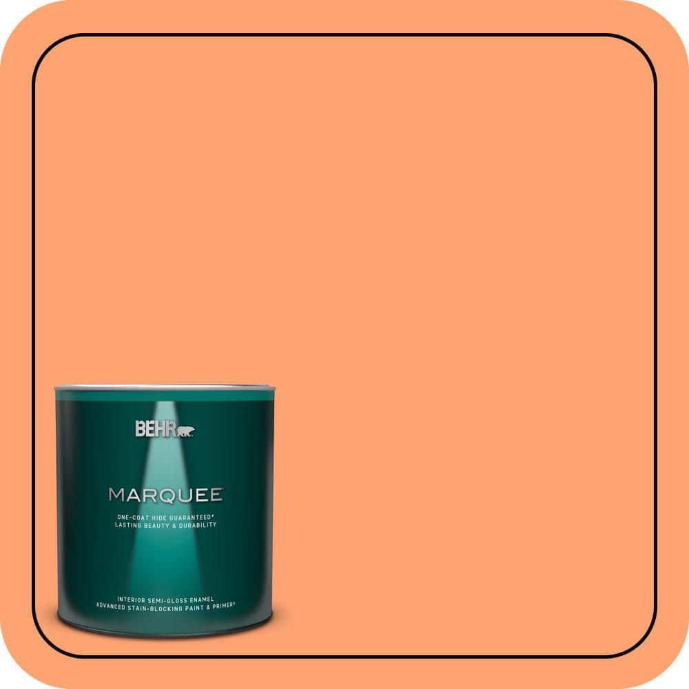 BEHR MARQUEE 1 qt. #P210-5 Cheerful Tangerine Semi-Gloss Enamel Interior Paint & Primer