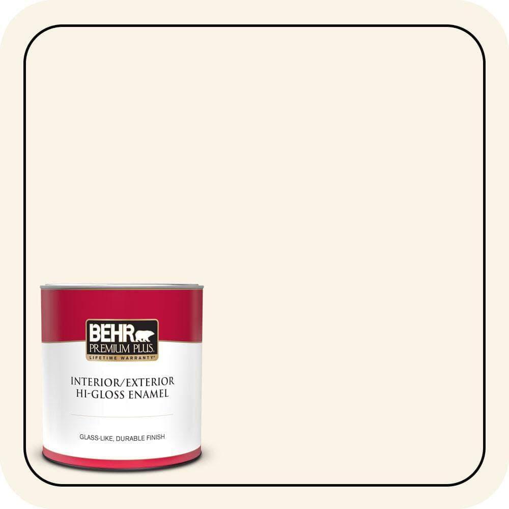 BEHR PREMIUM PLUS 1 qt. #W-D-400 Cotton Fluff Hi-Gloss Enamel Interior/Exterior Paint & Primer (1)
