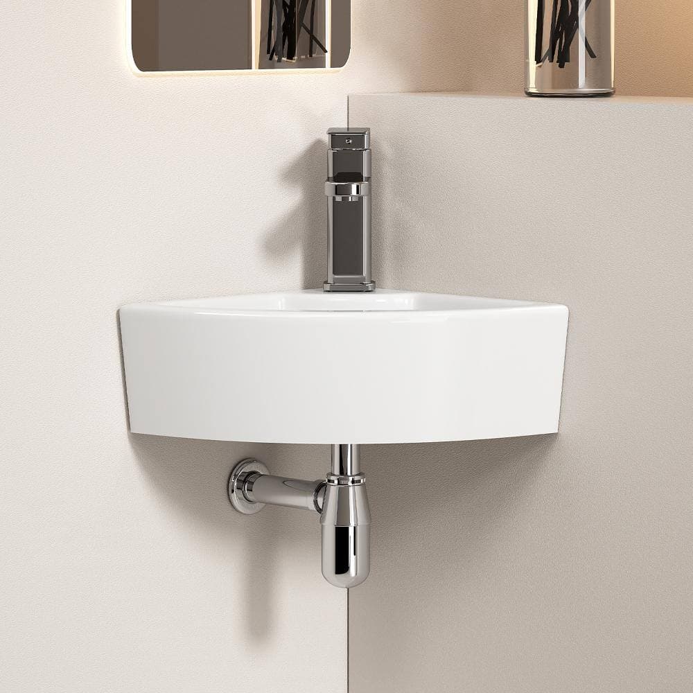 Timussi 17.13 in. x 12.60 in. Wall Mounted Bathroom Sink in Milk White Ceramic (2)