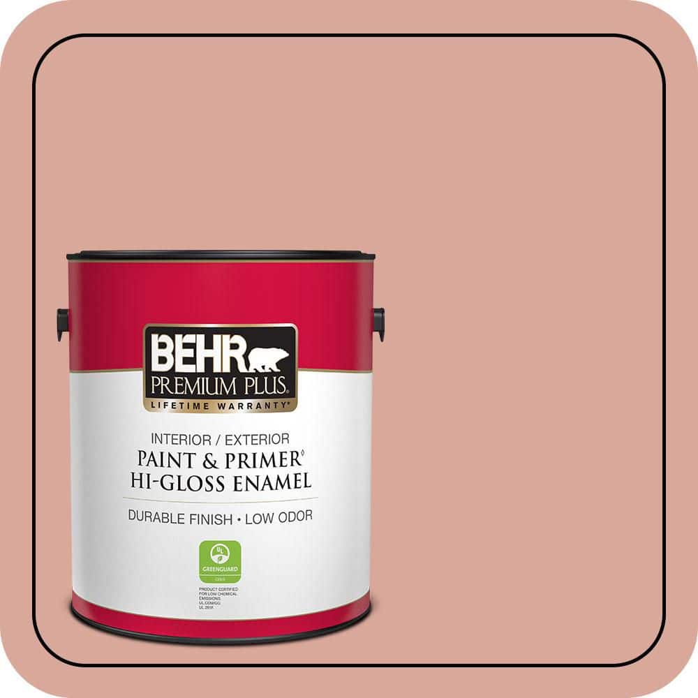 BEHR PREMIUM PLUS 1 gal. #PMD-70 Cottage Rose Hi-Gloss Enamel Interior/Exterior Paint & Primer