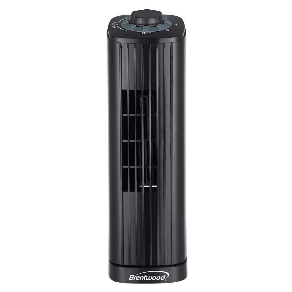 Brentwood 14 in. 3-Speed Oscillating Portable Tower Fan in Black