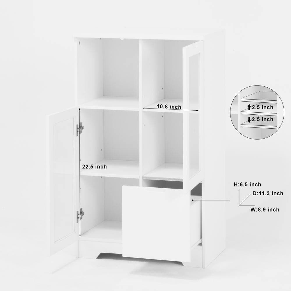 COWLOWN 25.6 in. W x 11.8 in. D x 39.4 in. H Bathroom White Linen Cabinet (3)