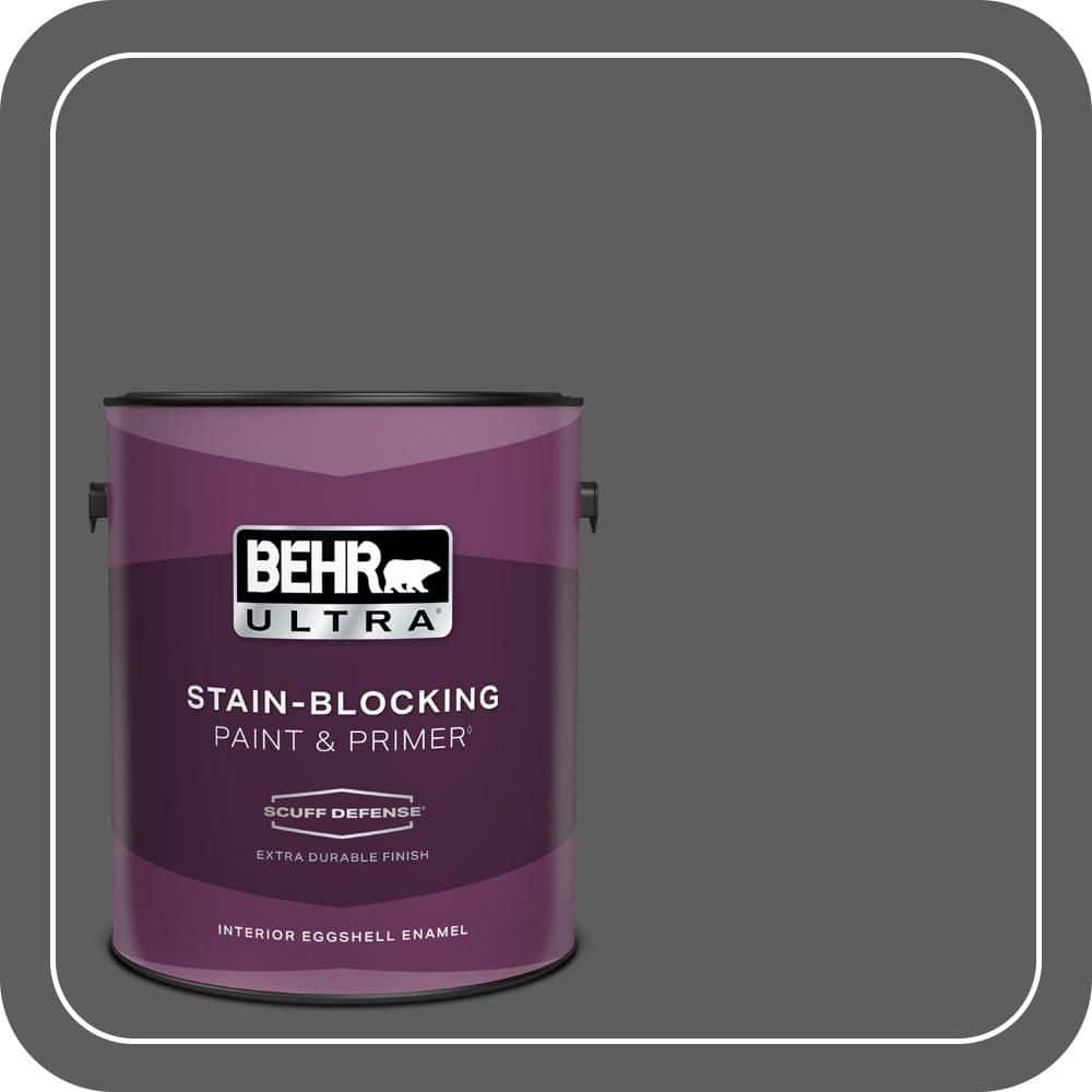 BEHR ULTRA 1 gal. #N520-6 Asphalt Gray Extra Durable Eggshell Enamel Interior Paint & Primer
