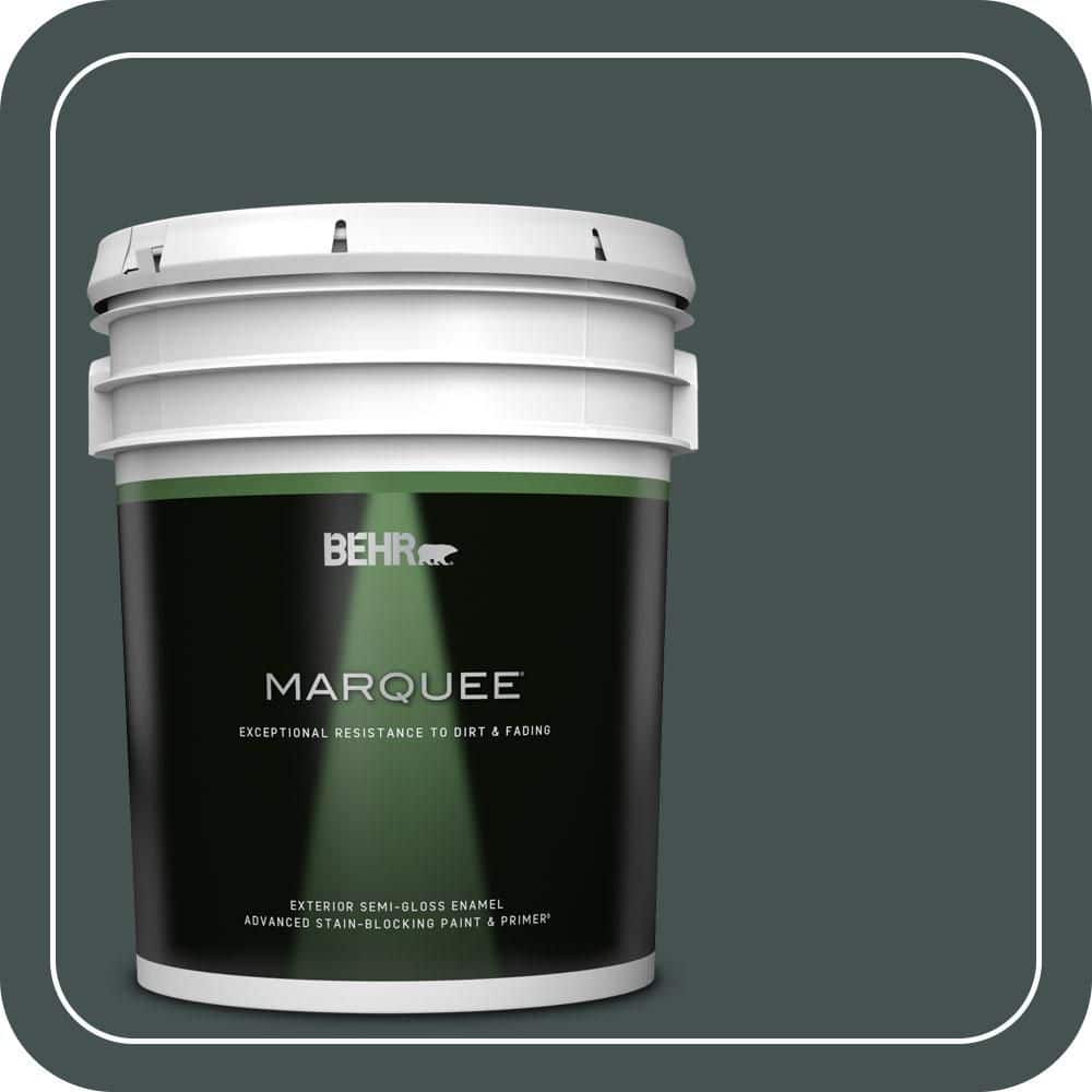 BEHR MARQUEE 5 gal. #MQ6-44 Black Evergreen Semi-Gloss Enamel Exterior Paint & Primer (1)