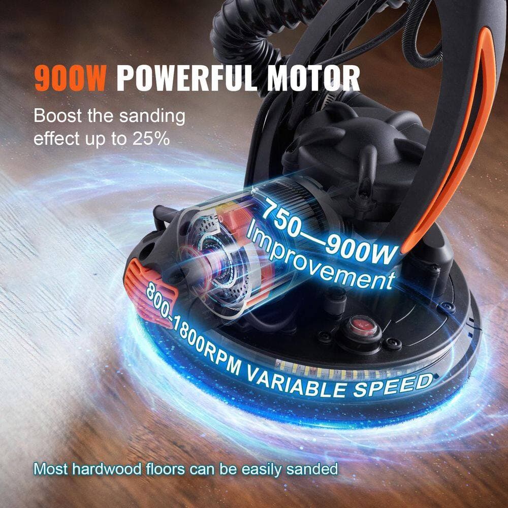 SKYSHALO Wall Smoother, 900-Watt Power Tool, Includes 12 Sanding Pads, Adjustable Speeds from 800-1800 RPM, 3 Vacuum Tubes (3)