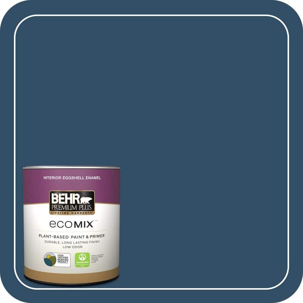 BEHR PREMIUM PLUS 1 qt. #ECC-53-3 Outer Space Eggshell Enamel EcoMix Plant-Based Interior Paint & Primer (1)