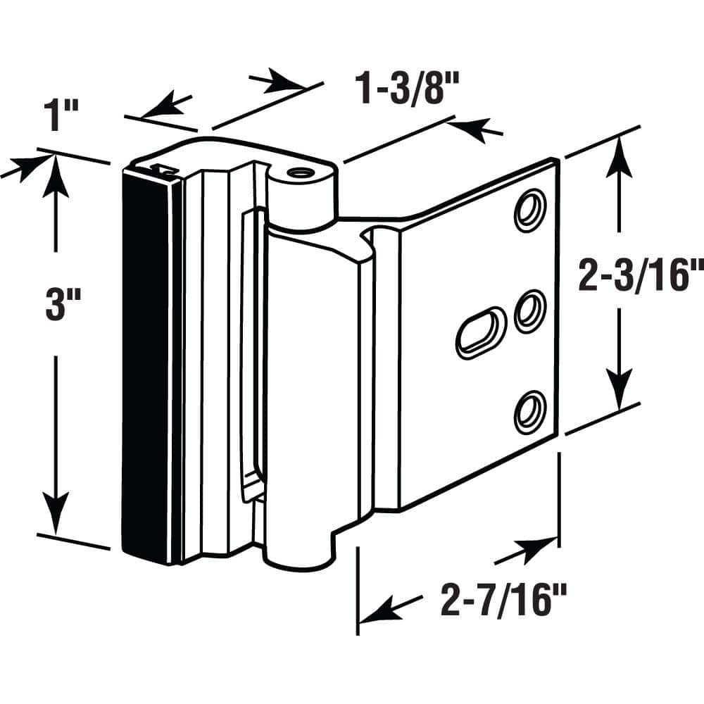 Prime-Line Door Reinforcement Lock, 3 in. Stop, Aluminum Construction, Aluminum Finish (2)