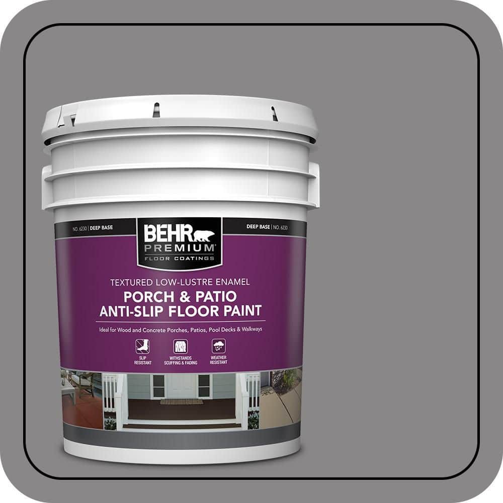 BEHR PREMIUM 5 gal. #PPU26-04 Falcon Gray Textured Low-Lustre Enamel Interior/Exterior Porch and Patio Anti-Slip Floor Paint