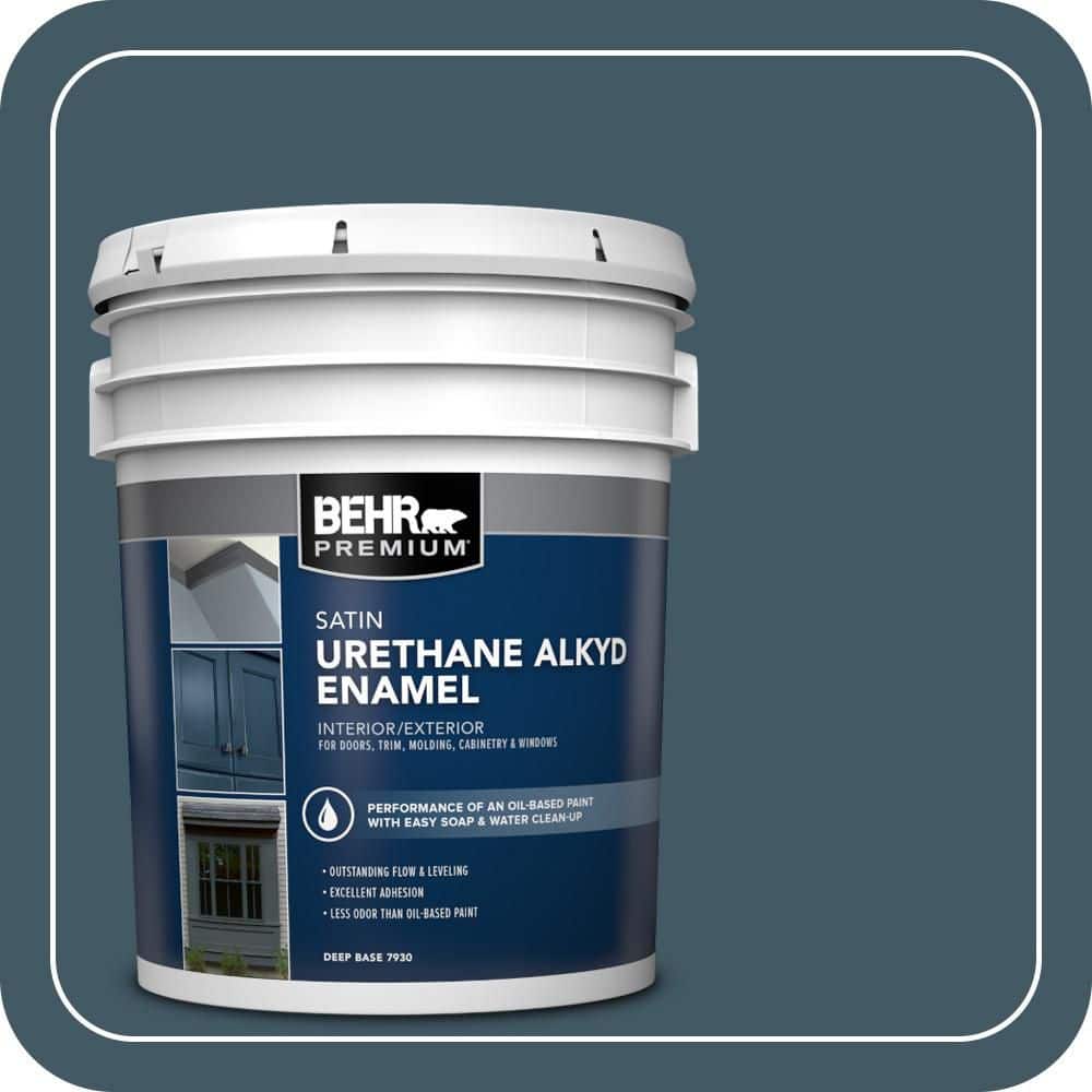 BEHR PREMIUM 5 gal. #S480-7 Midnight in the Tropics Urethane Alkyd Satin Enamel Interior/Exterior Paint