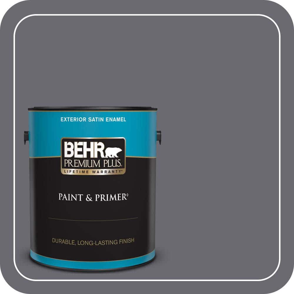 BEHR PREMIUM PLUS 1 gal. #T16-15 Charcoal Plum Satin Enamel Exterior Paint & Primer