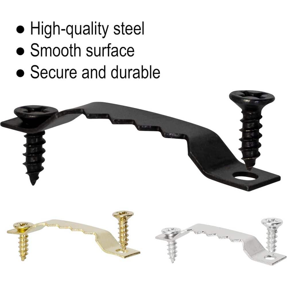 Adrinfly Black Silver Gold Small Sawtooth Picture Hangers Kit with Screws 50 for Photo Frames Canvas Artwork Paintings 1-Pack (2)