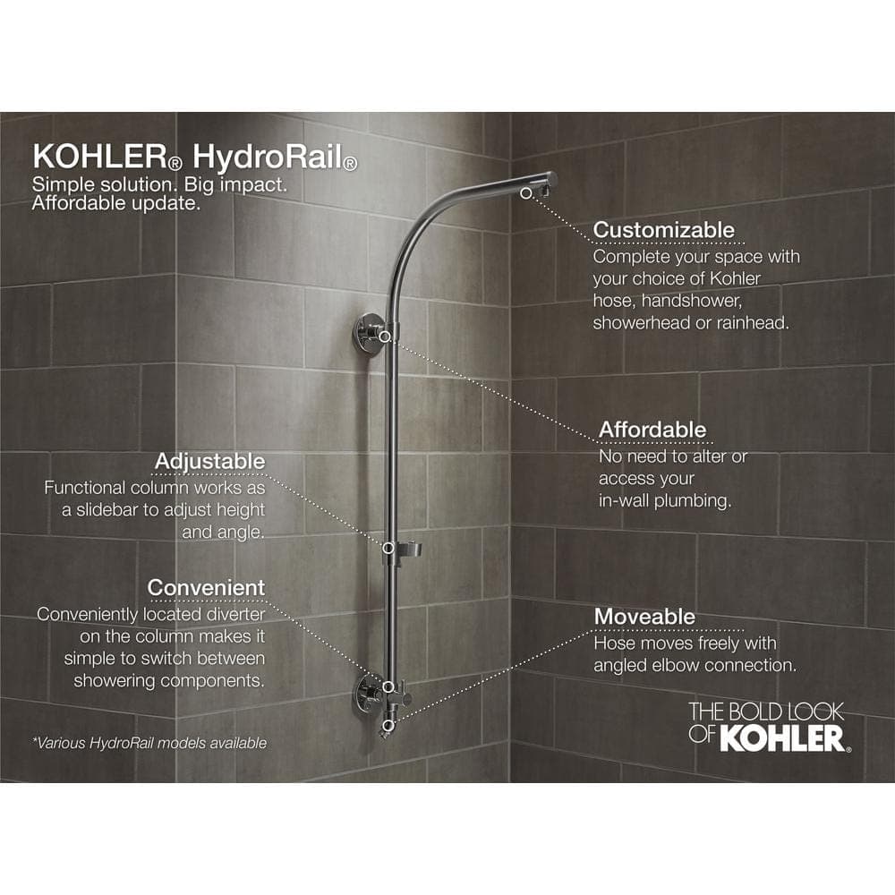 KOHLER HydroRail Shower Column for Beam Shower Arms in Polished Chrome (2)