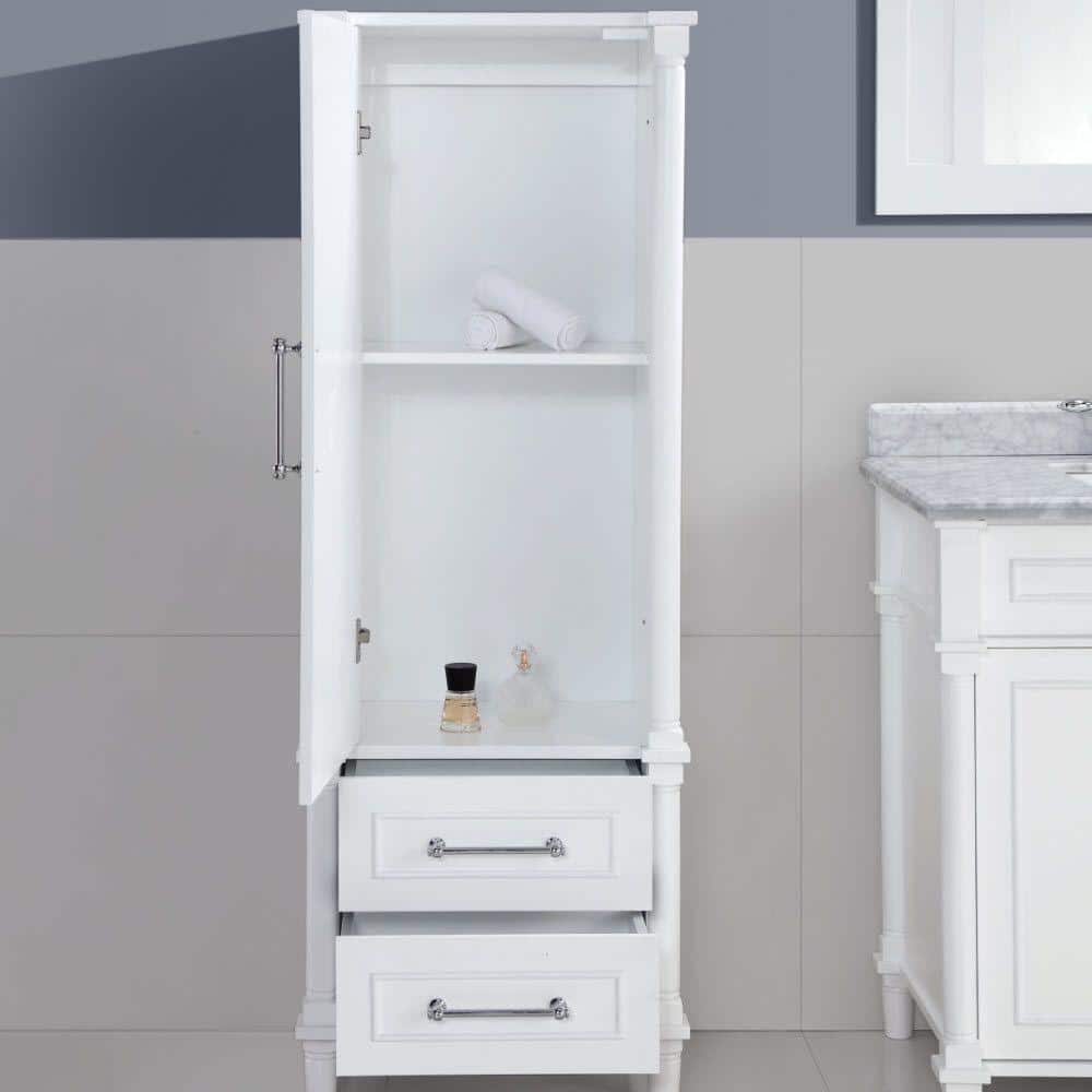 Home Decorators Collection Aberdeen 21 in. W 14 in. D 60 in. H Freestanding Linen Cabinet (4)