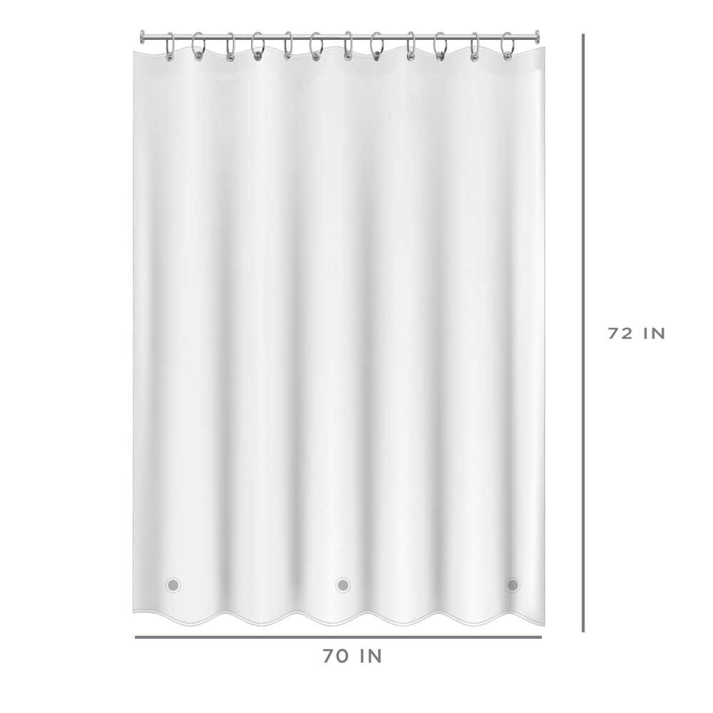 Bath Bliss 72 in. W x 70 in. L Frost-White Peek A Boo Hotel Weight Shower Curtain Liner (3)