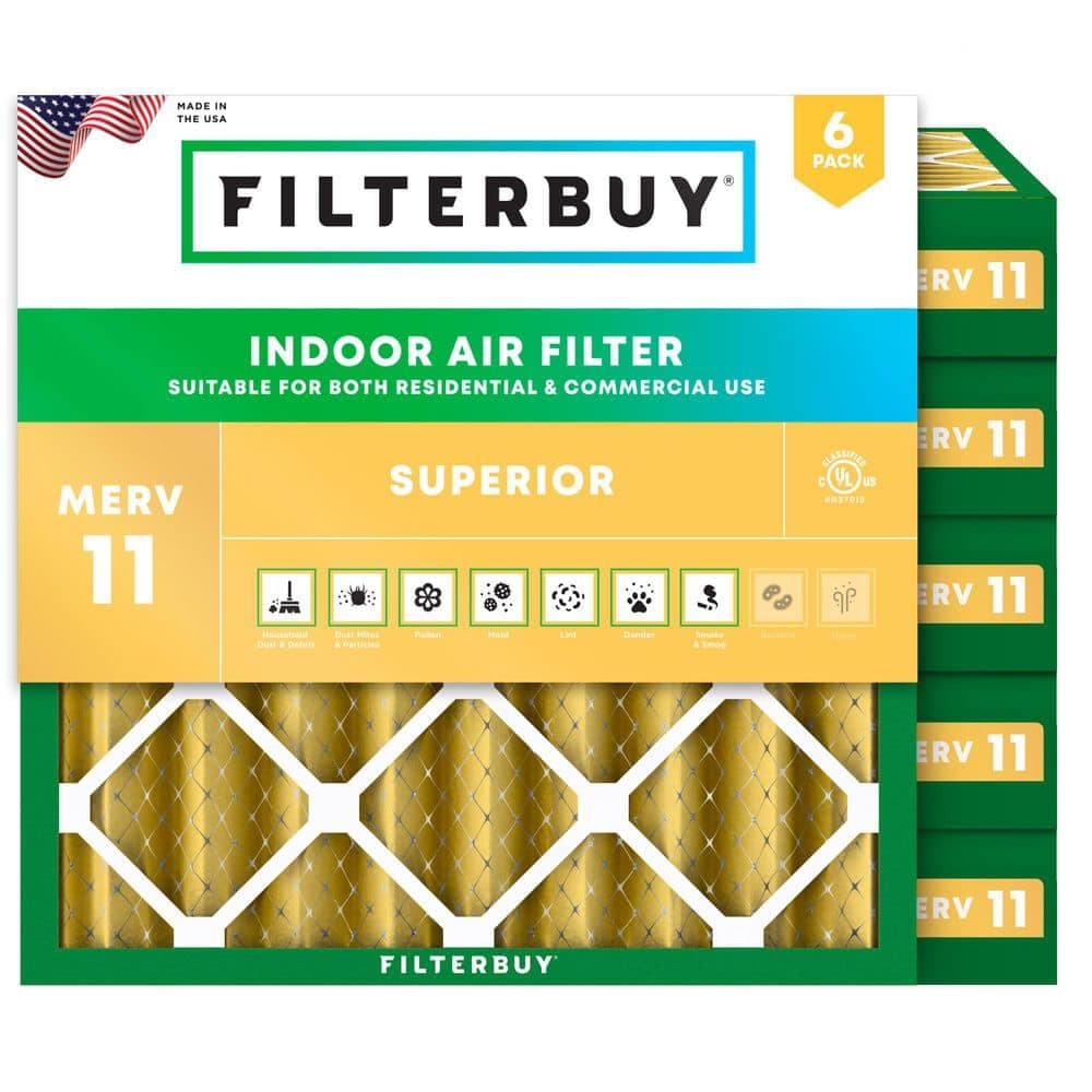 Filterbuy 17 in. x 17 in. x 4 in. MERV 11 (FPR 7) Allergen Defense Pleated HVAC AC Furnace Air Filters Replacement (6-Pack) (1)