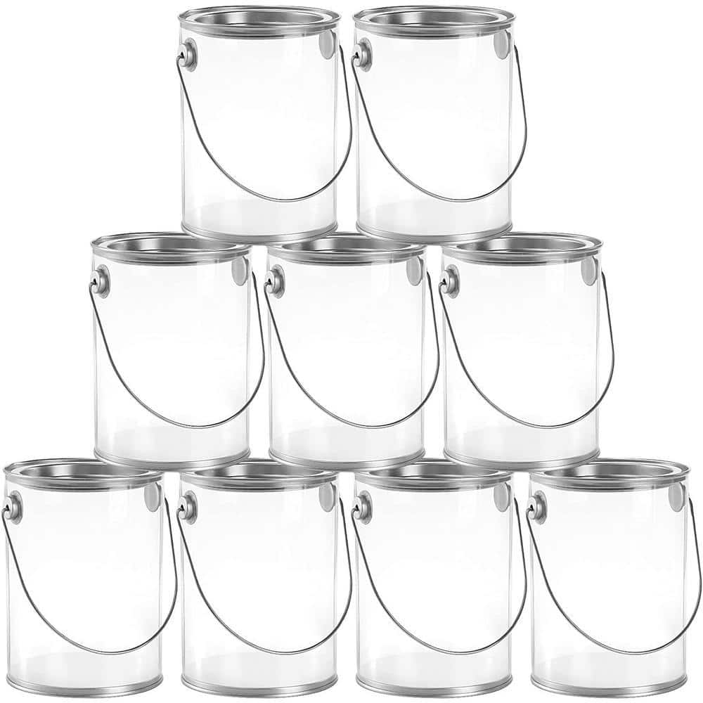 Dyiom 1 Quart Clear Paint Bucket, Paint Can with Lid and Handle(Set of 9) (1)