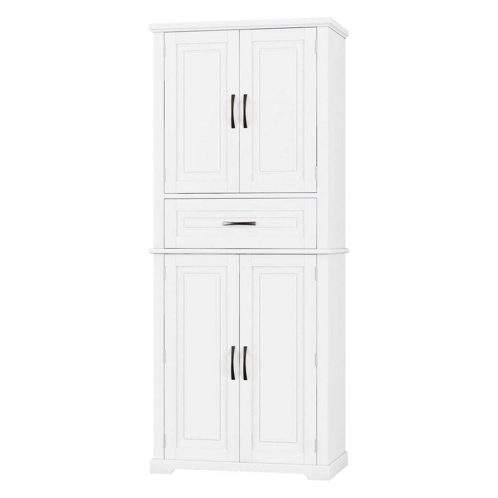 Tileon 30 in. W x 16 in. D x 72 in. H White MDF Linen Cabinet, Bathroom Storage Cabinet with Drawer and Adjustable Shelf (1)