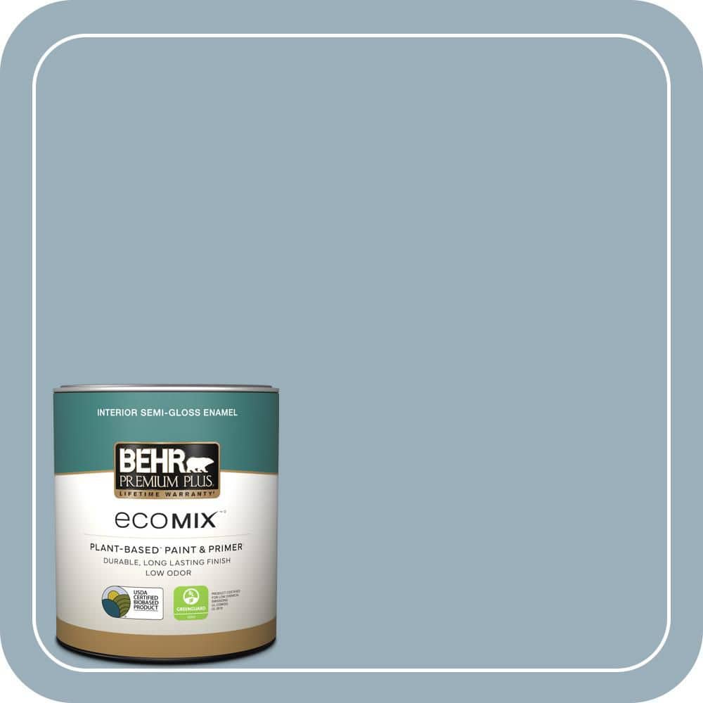 BEHR PREMIUM PLUS 1 qt. Home Decorators #HDC-CT-24 Rainy Sidewalk Semi-Gloss Enamel EcoMix Plant-Based Interior Paint & Primer (1)
