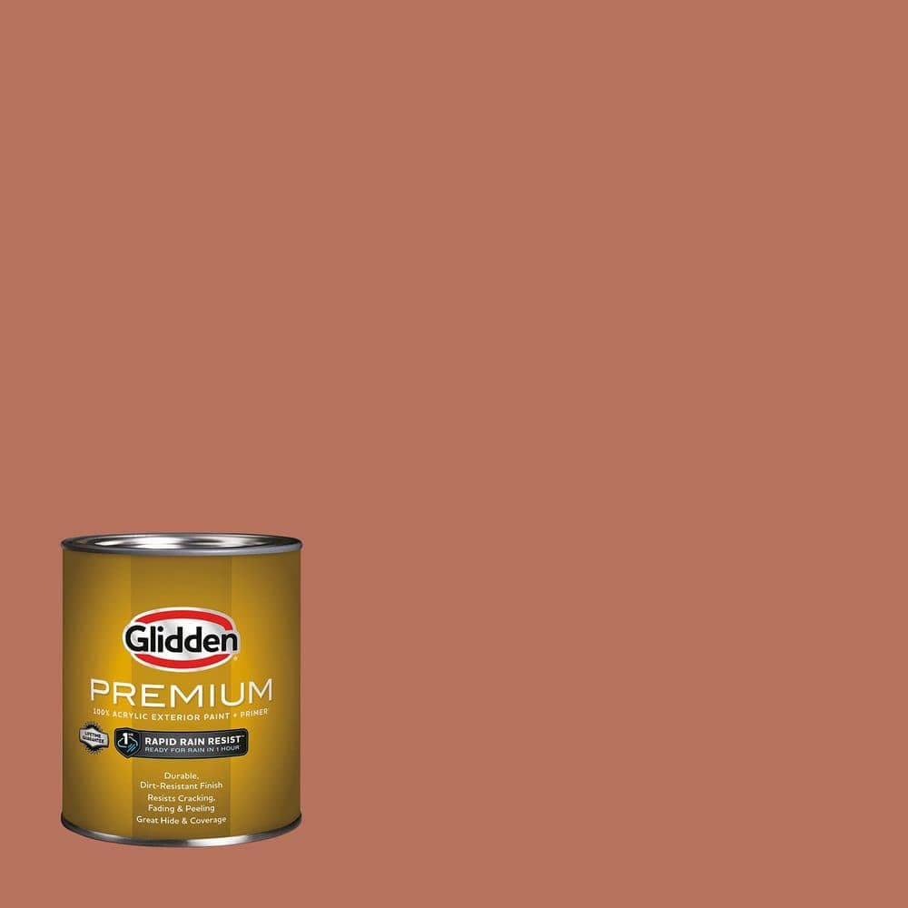 Glidden Premium 1 qt. PPG1063-6 Crushed Cinnamon Satin Exterior Latex Paint