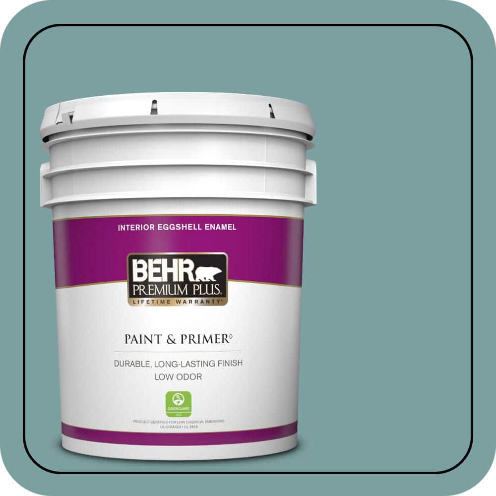 BEHR PREMIUM PLUS 5 gal. #S440-4 Tower Bridge Eggshell Enamel Low Odor Interior Paint & Primer