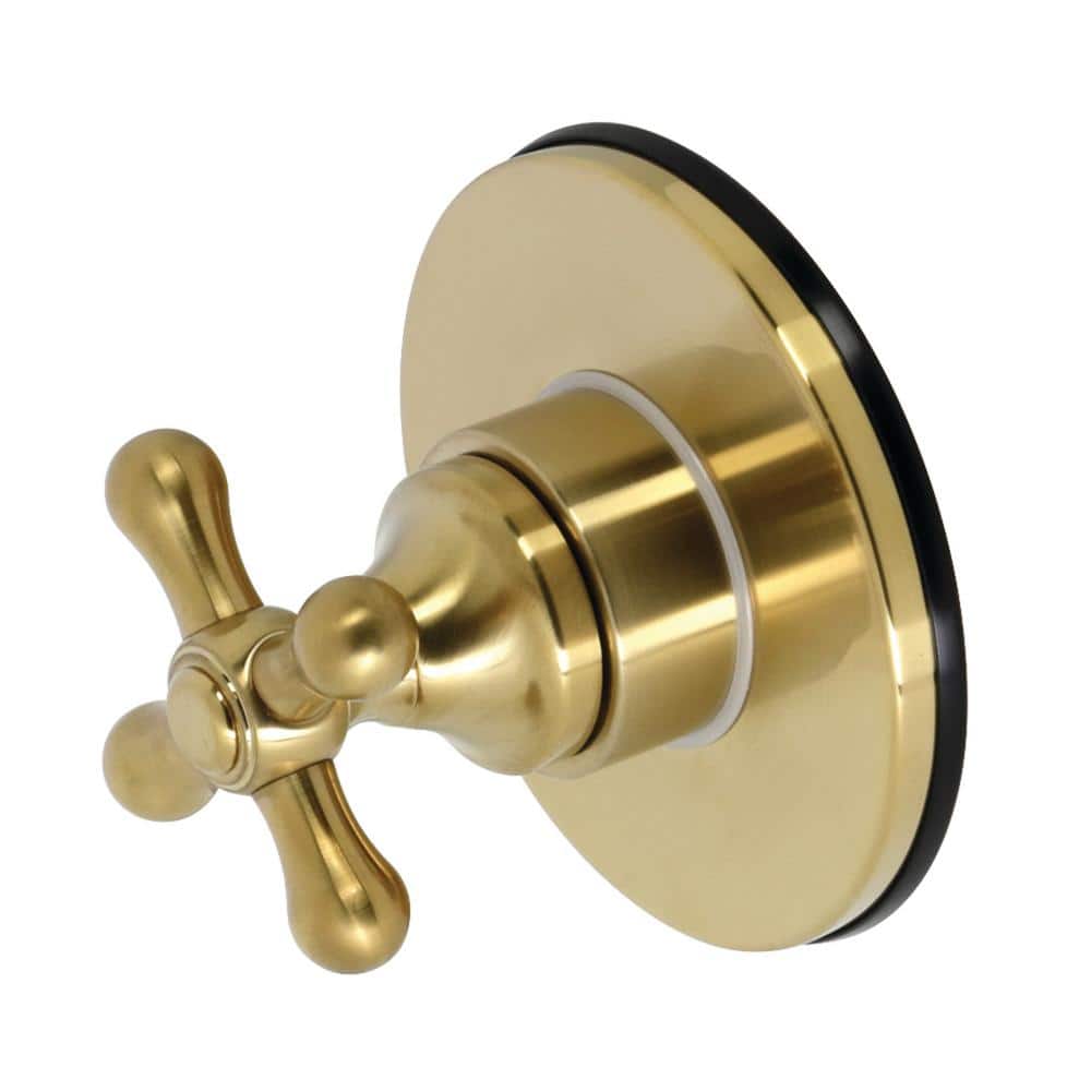 Kingston Brass Single-Handle 1-Hole Wall Mount Three-Way Diverter Valve with Trim Kit in Brushed Brass (1)